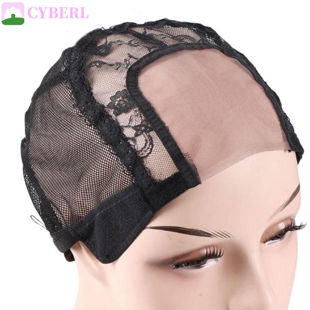 CYBERLINX Lace Wig Cap, U Part Invisible Mesh Wig Cap, อุปกรณ์วิกผมทนทาน Swiss Weaving Cap ผมสีดําสํ