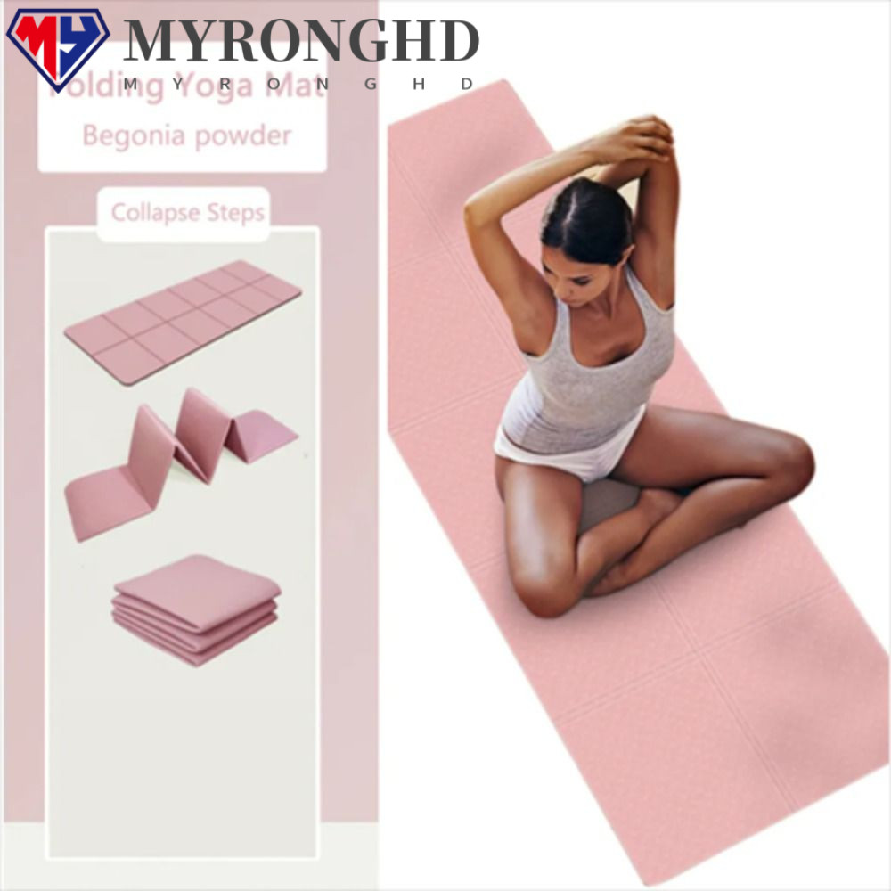 Myronghd เสื่อโยคะยิมนาสติก TPE พับได้ สีเทา สีม่วง สีชมพู กันลื่น สําหรับผู้ชาย และผู้หญิง
