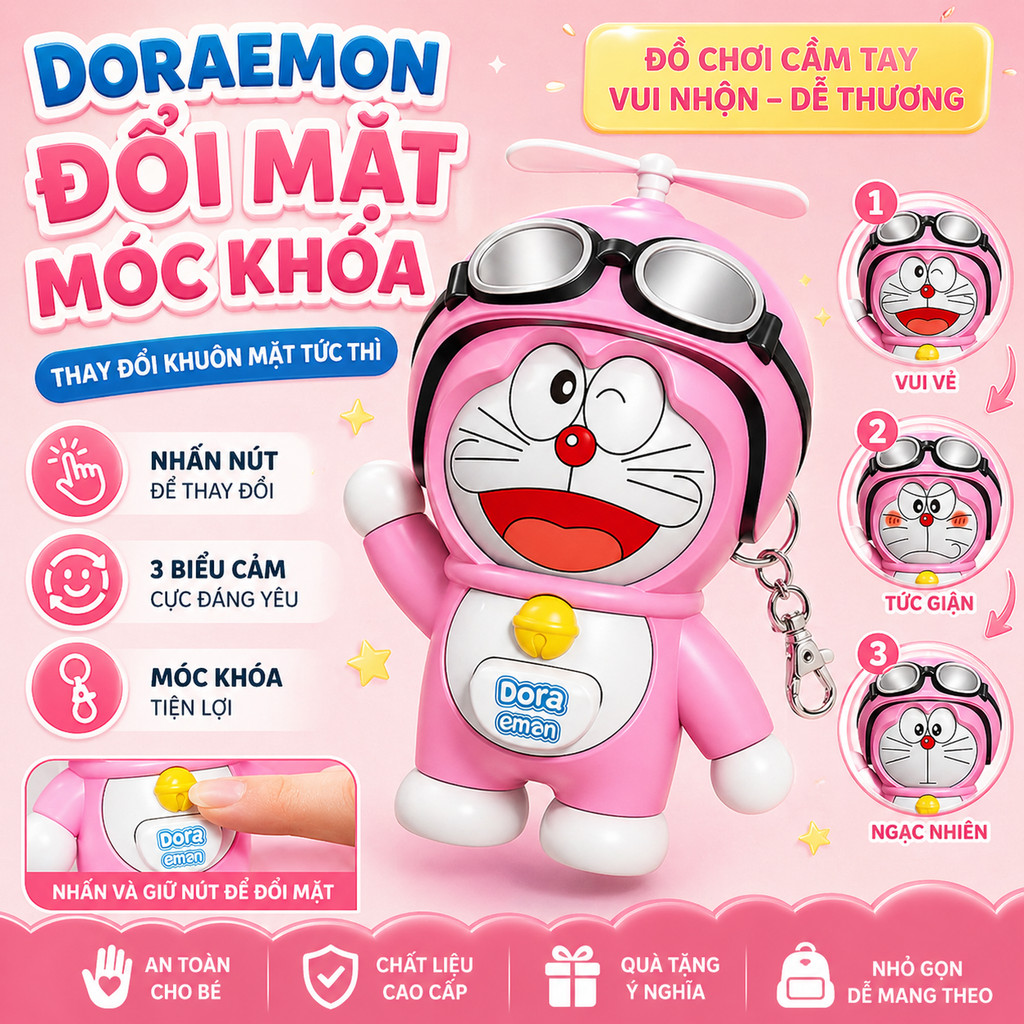 ของเล่นเปลี่ยนหน้า Doraemon พร้อมพวงกุญแจ  พวงกุญแจกระเป๋าถือ ของขวัญน่ารัก พวงกุญแจ