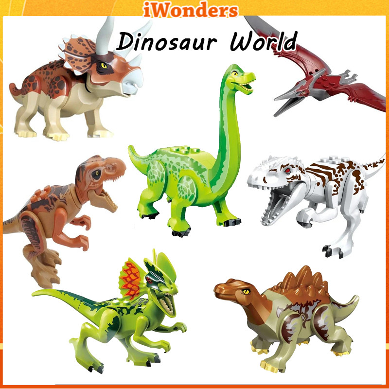 Dinosaur World Tyrannosaurus Rex Velociraptor Tyrannosaurus Building Blocks ของเล่นของขวัญสําหรับเด็ก