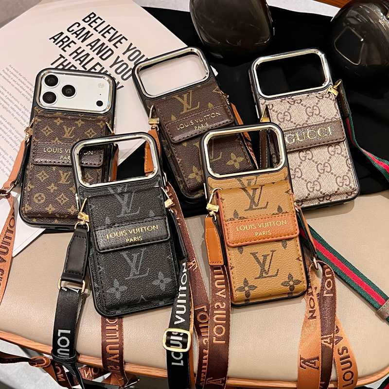 แบรนด์หรูแฟชั่นCrossbodyสร้อยคอLanyard FlipสําหรับiPhone 17 Pro Max 12 13 14 15 16 Pro Max 16 Plusกันกระแทกผู้ถือบัตรกระเป๋าสตางค์