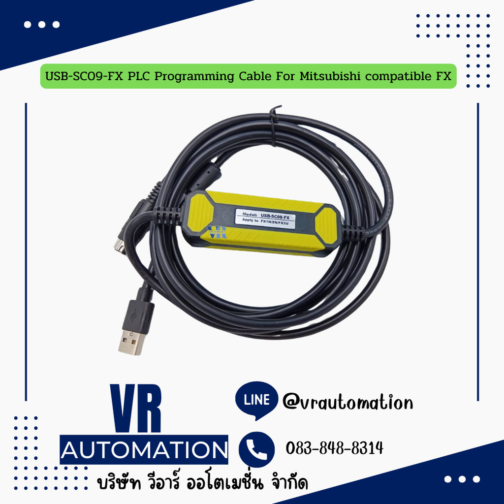 สายโปรแกรม PLC Mitsubishi USB-SC09-FX USB-SC09 สายโหลด PLC FX Series USB to RS422 Programming Cable ใช้กับ Mitsubishi...