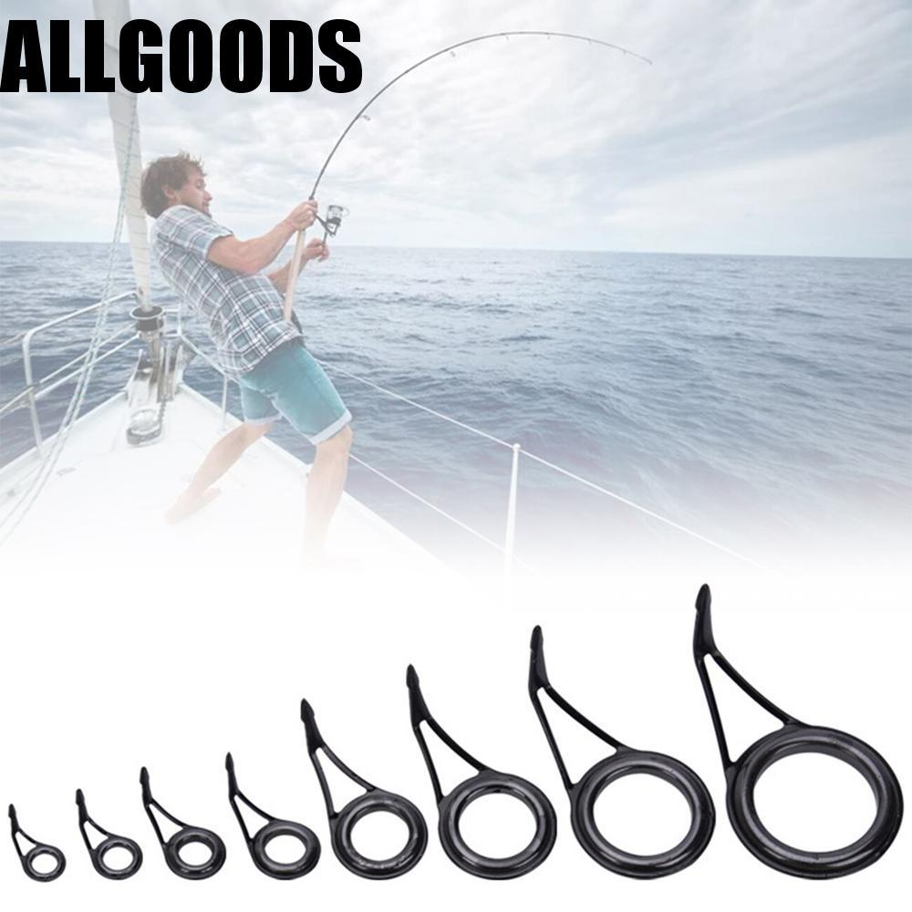 ALLGOODS Fishing Pole Circle Ring 8 Size Fishing Tackle ห่วงลวดสีดํา