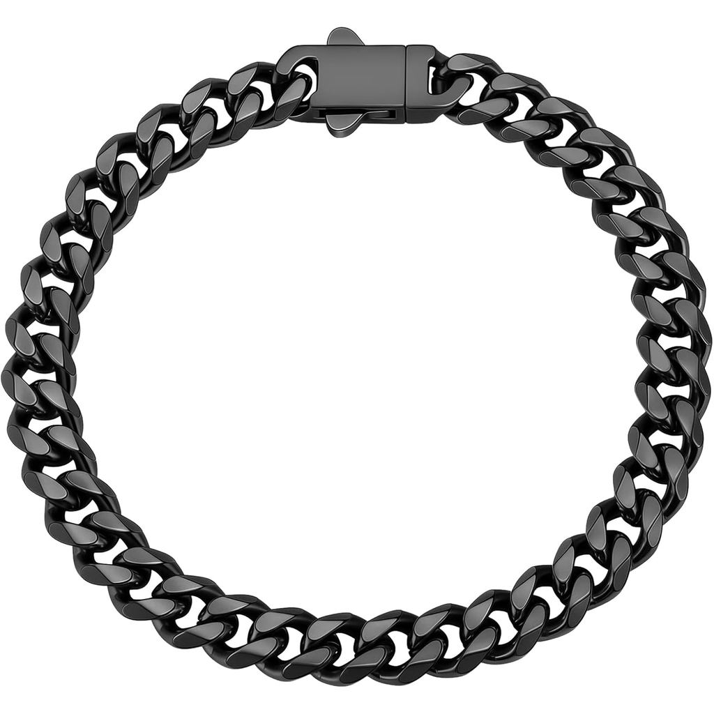 FiusemMensSilverColoredBraceletsforMen,StainlessSteelCubonlinkBracelet,5mm/7mm/8mmWhip,7.1"/7.9"Leng