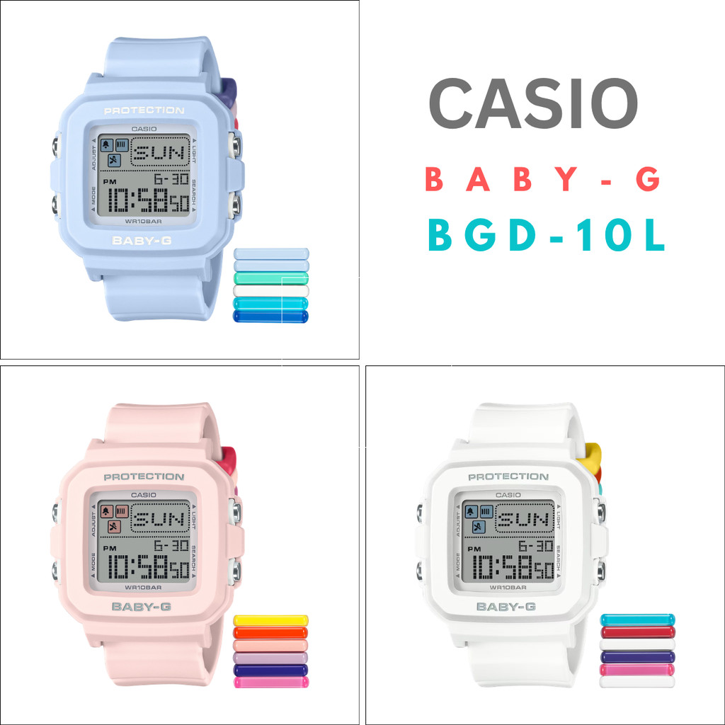 CASIO นาฬิกาข้อมือผู้หญิง BABY-G BGD-10 Series รุ่น BGD-10L BGD-10L-2 BGD-10L-4A BGD-10L-7A สายเรซิน