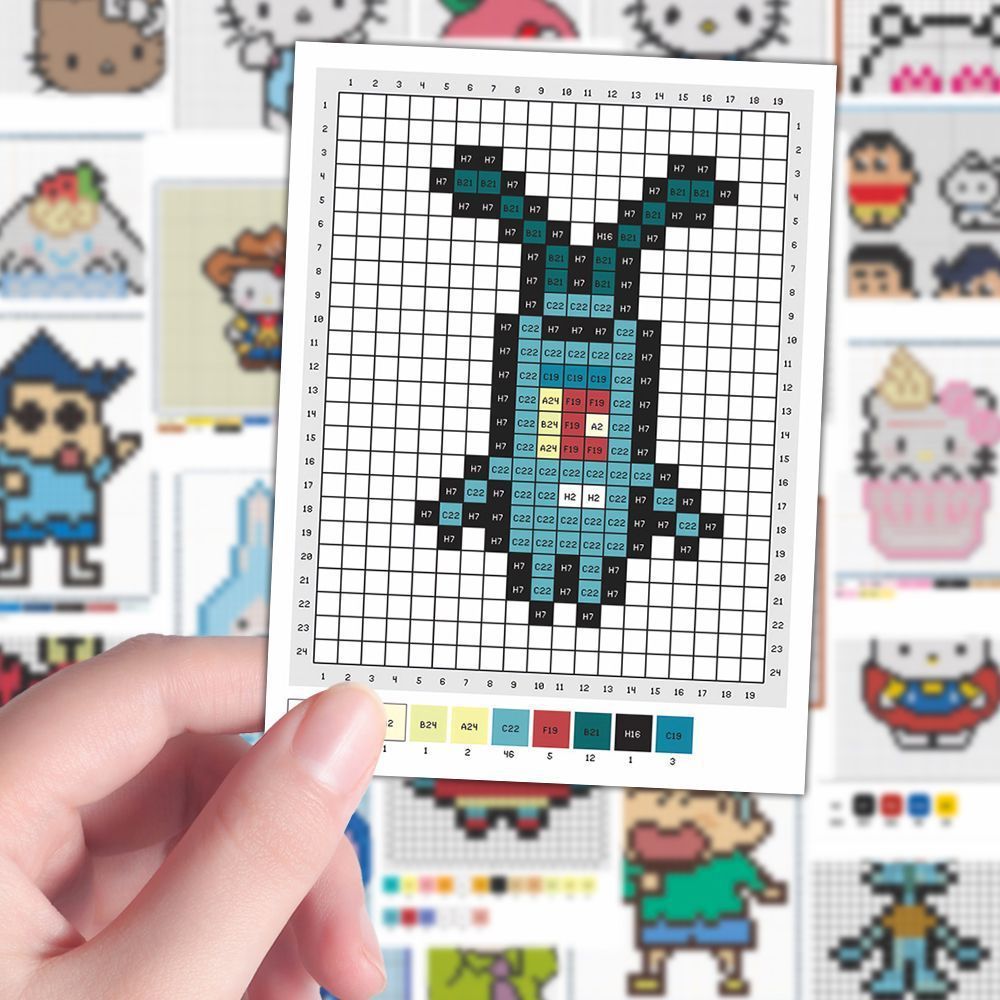 144 แผ่นของ Doudou รูปแบบปริศนา Doudou สติกเกอร์รูปแบบพิกเซลทํา Doudou diy สติกเกอร์วัสดุ