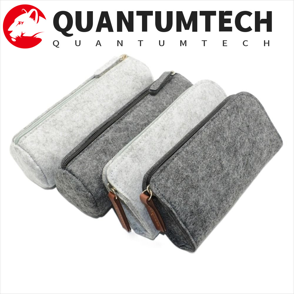 QUANTUMTECH Felt Pencil Case Kawaii นักเรียนแว่นตากันแดดขนาดใหญ่ความจุ Felt ผ้าเครื่องเขียนกระเป๋าดินสอ