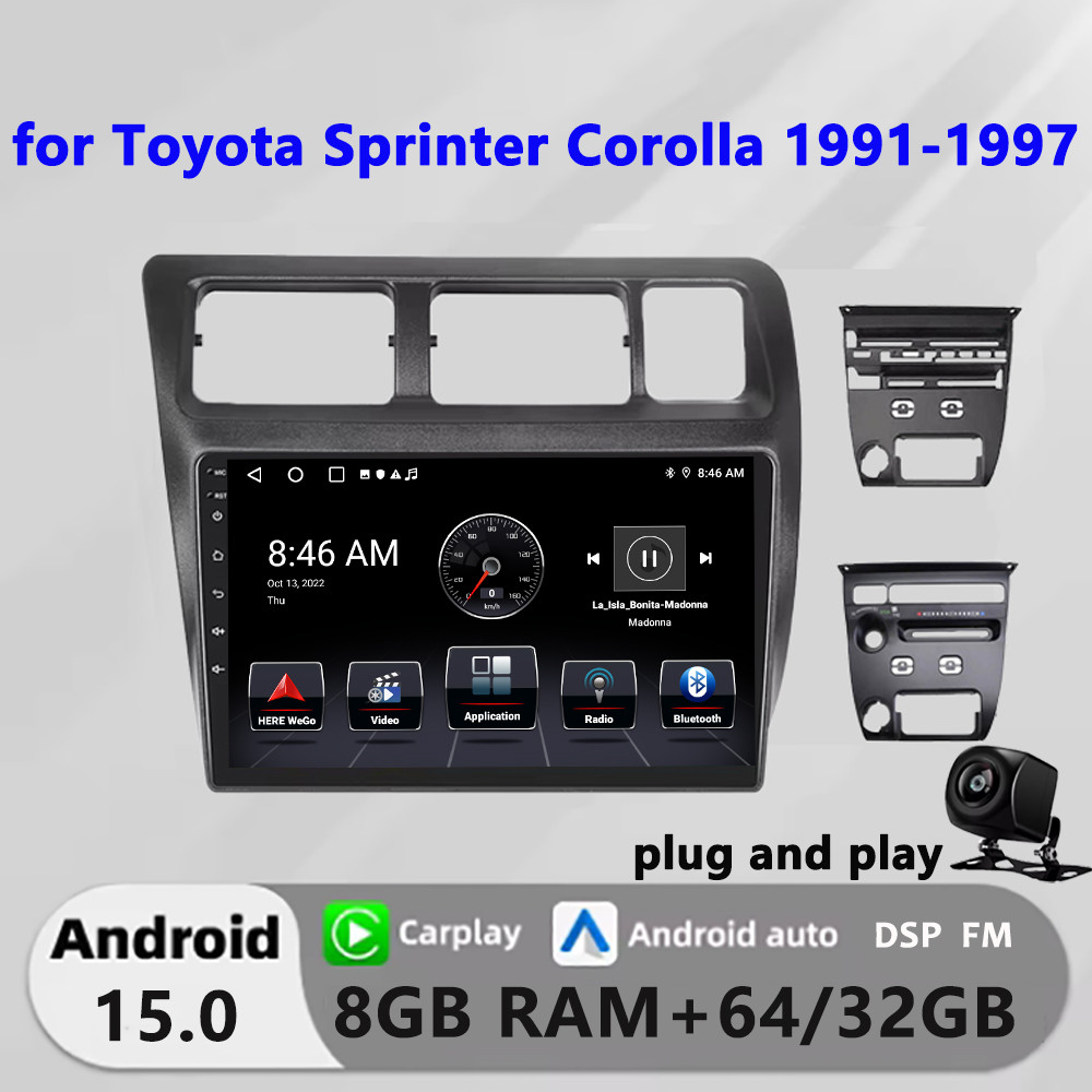 Honxun รถ 2din หน้าจอสัมผัสสเตอริโอ android หัว 9 นิ้ว 8G+64 สําหรับ Toyota Sprinter Corolla 1991-19