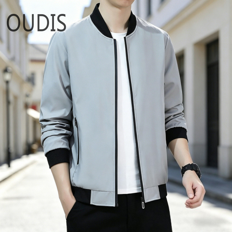OUDIS แขนยาว Jaket Lelaki น้ําหนักเบา ใส่สบาย กันลม เสื้อแจ็คเก็ตเบสบอลลําลองผู้ชาย