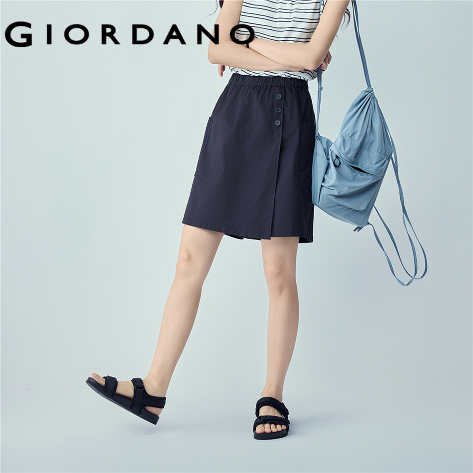GIORDANO WOMEN Buttons overlay elastic waist skorts 13406423