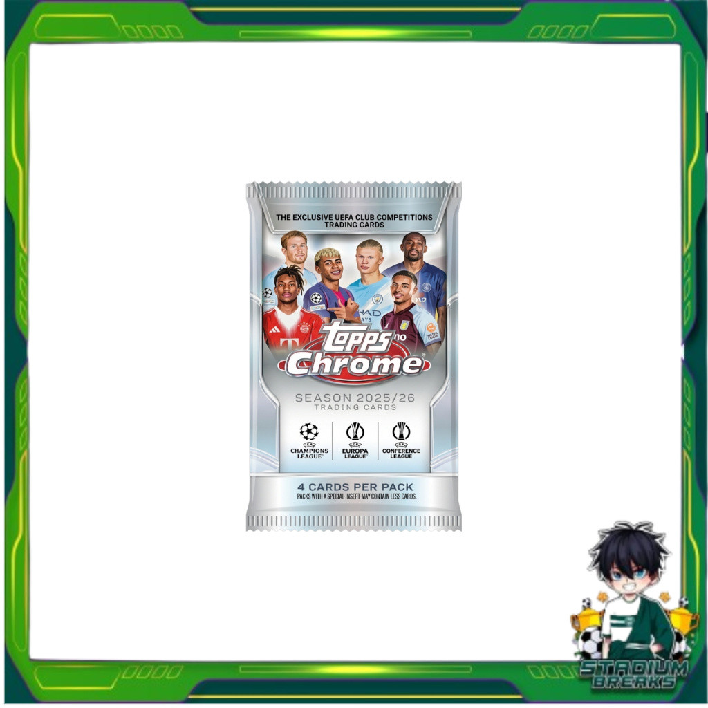 [ 1 ซอง ] 2025-26 Topps UEFA Club Competitions Chrome Soccer Value Pack (p3)