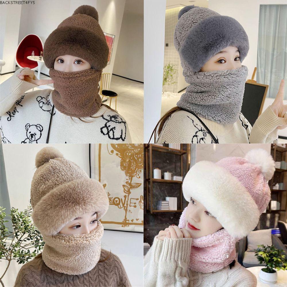 BACKSTAGERET4FC3 Beanies Hat Outdoor Windproof Cycling Hat Scarf Set