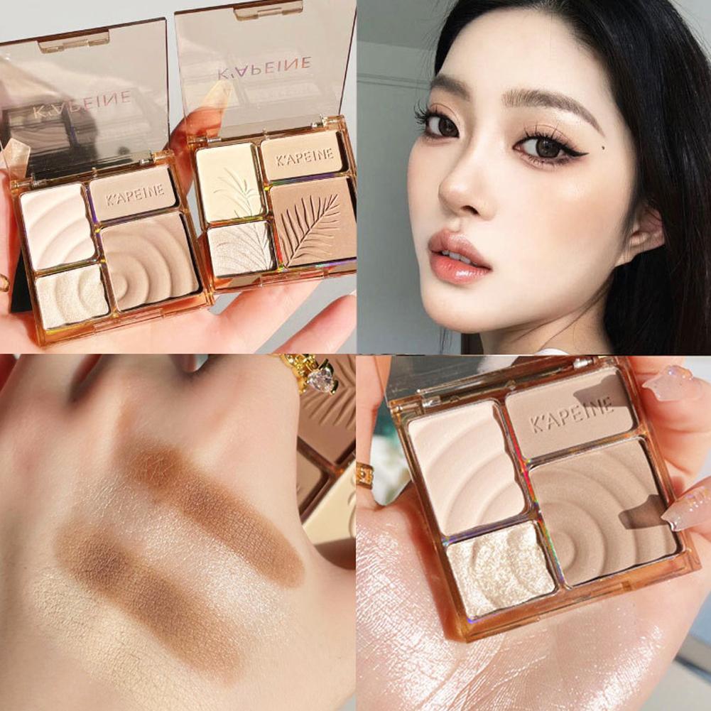 4 สี Contouring Matte Lift Base Highlight Nose Long Disc Shadow Shadow Bronzer Lasting G9w9