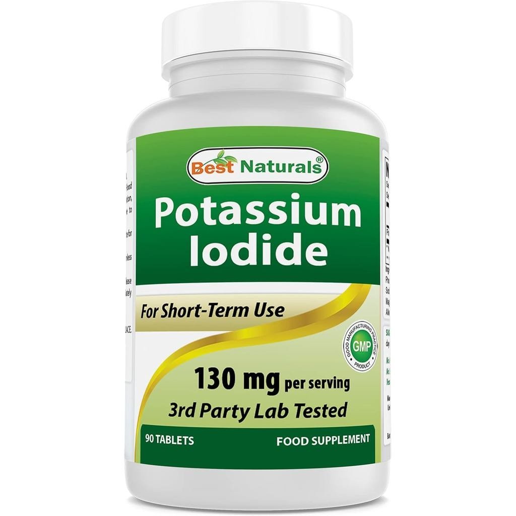 Best Naturals Potassium Iodide 130 มก. ต่อเสิร์ฟ - ผลิตภัณฑ์เสริมอาหาร 90 เม็ด (1)
