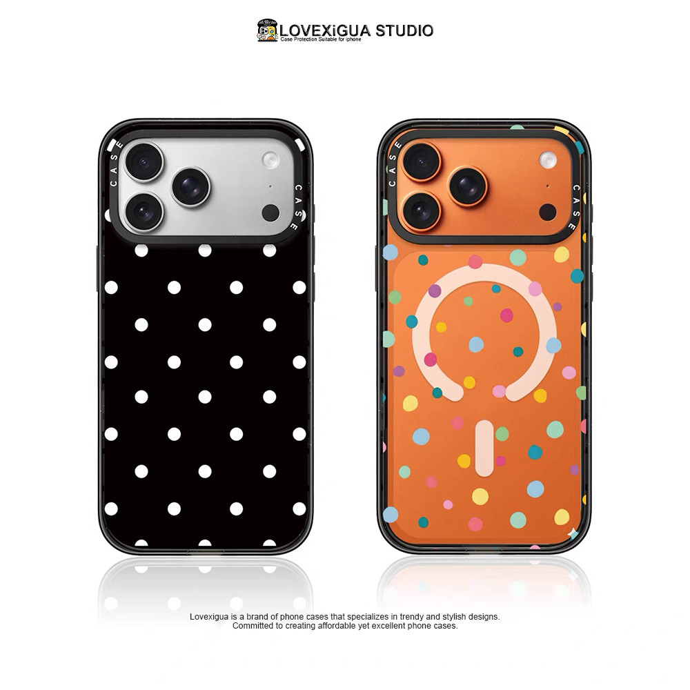 Simple สีสัน Polka Dot เคสโทรศัพท์แม่เหล็กสําหรับ iPhone 17Pro Max 17Air 16 Plus 17 16 15 14 13 12 Pro Max กรณีกันกระแทกป้องกันปลอก