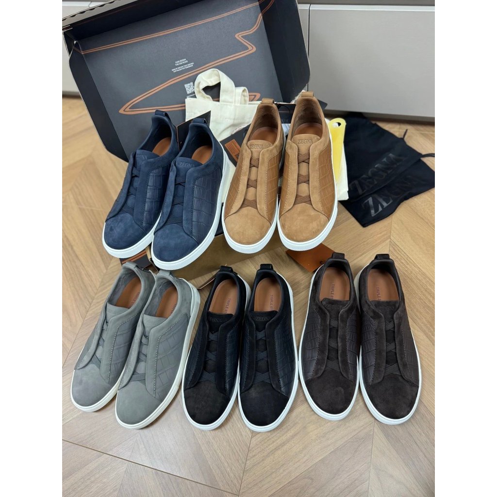 1: 1 มาตรฐานเดิม AAA + เงินเก่าสไตล์หนังจระเข้ Zegna Jenia TSSECONDSKI หรูหราธุรกิจสบายๆรองเท้าผู้ชา