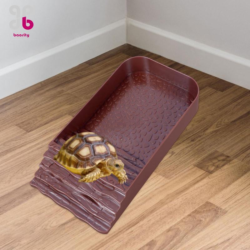 [Baosity] Turtle Feeder Ramp Bowl Spacious Reptile Water Plate Plate for Leopard Gecko Terrarium Acc