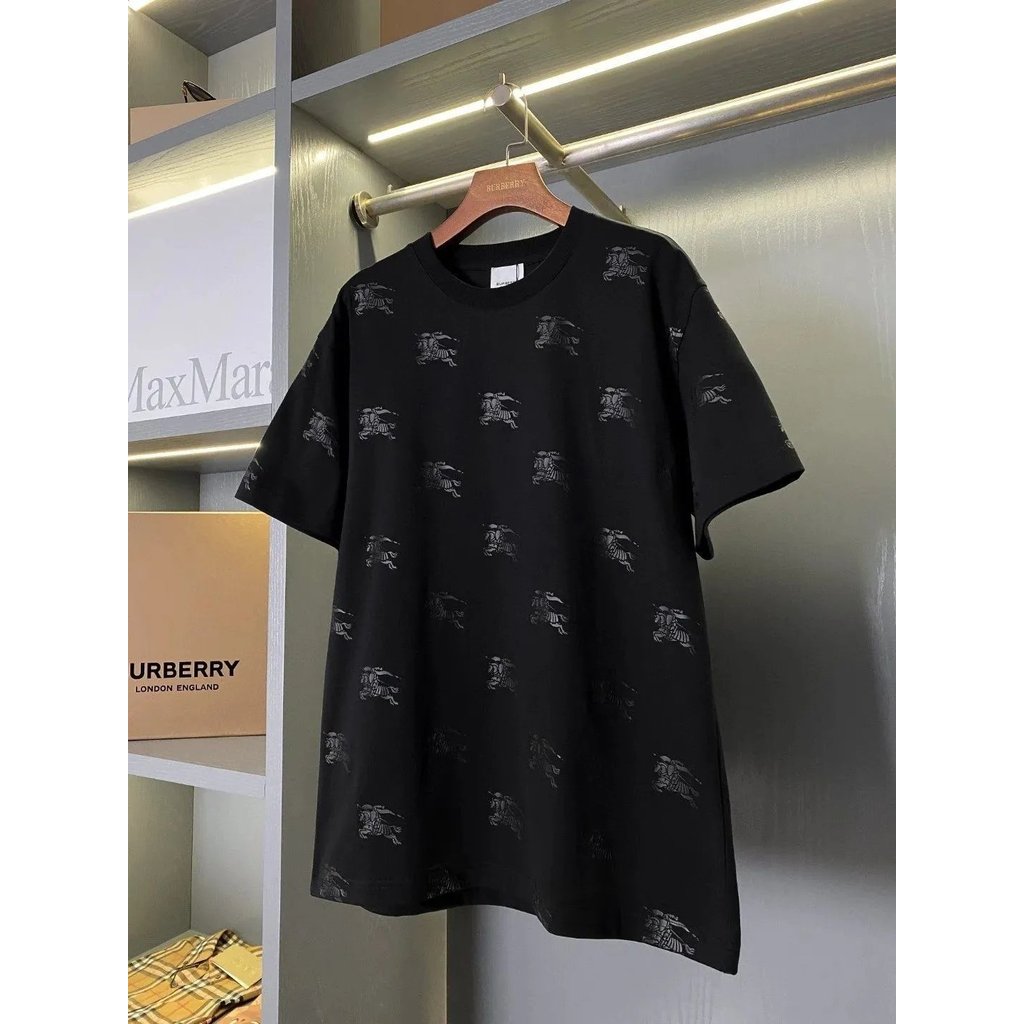 Burberryt Bright ดอกไม้เสื้อแขนสั้น bbr Eye ผ้าฝ้ายอย่างเป็นทางการหิน Island โลโก้ ess เสื้อเด็กขี่ม