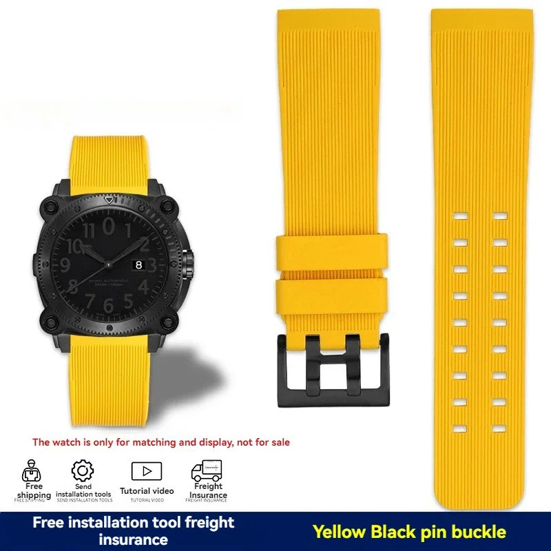 for Hamilton Khaki Deep Diving H78585333 H78505330 H78535380 Waterproof Watch Strap 24mm Rubber Stra