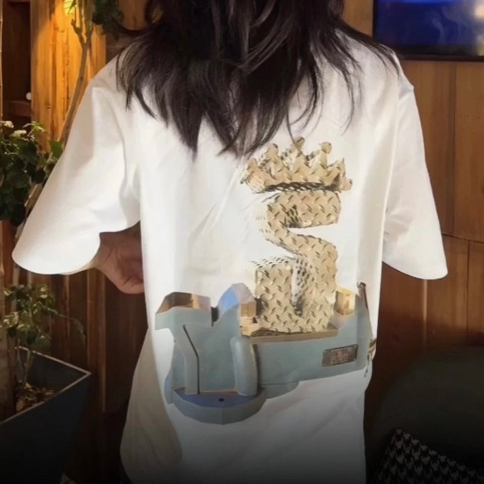ตาข่ายเดียวกัน 24ss อเมริกันเสื้อคอปก t พิมพ์ Western สไตล์ Clamp stussy Series stussy Retro Ribbed 