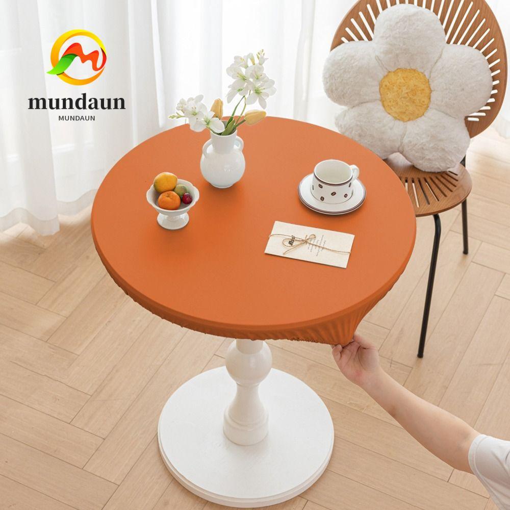 MUNDAUN ผ้าปูโต๊ะกลม, ผ้าปูโต๊ะกันน้ําขอบยืดหยุ่นสูง, คุณภาพสูงน้ํามันหลักฐานลื่นคราบผ้าคลุมโต๊ะรับประทานอาหารบ้าน