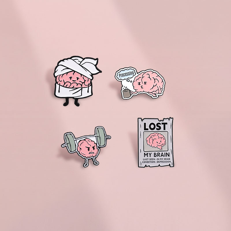 สมองตลกเคลือบเข็มกลัดlost My Brain ออกกําลังกายหัวเข็มกลัดสุขภาพจิตอารมณ์ขันออกแบบกระเป๋าเป้สะพายหลังอุปกรณ์เสริมของขวัญสําหรับเพื่อน