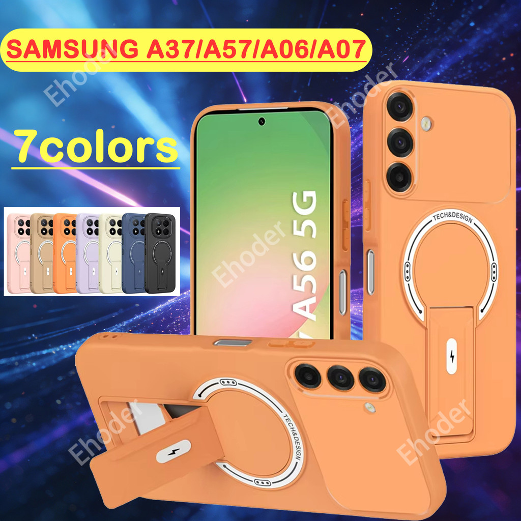 SAMSUNG สําหรับSamsung Galaxy A06 A37 A57 A07 A17 4G 5G 2026 เคสโทรศัพท์หรูหราที่มองไม่เห็นขาตั้งแม่เหล็กสําหรับA26 A56 A16 A55 SXA37 SXA57 ไร้สายชาร์จAnti fall Matteกลับ