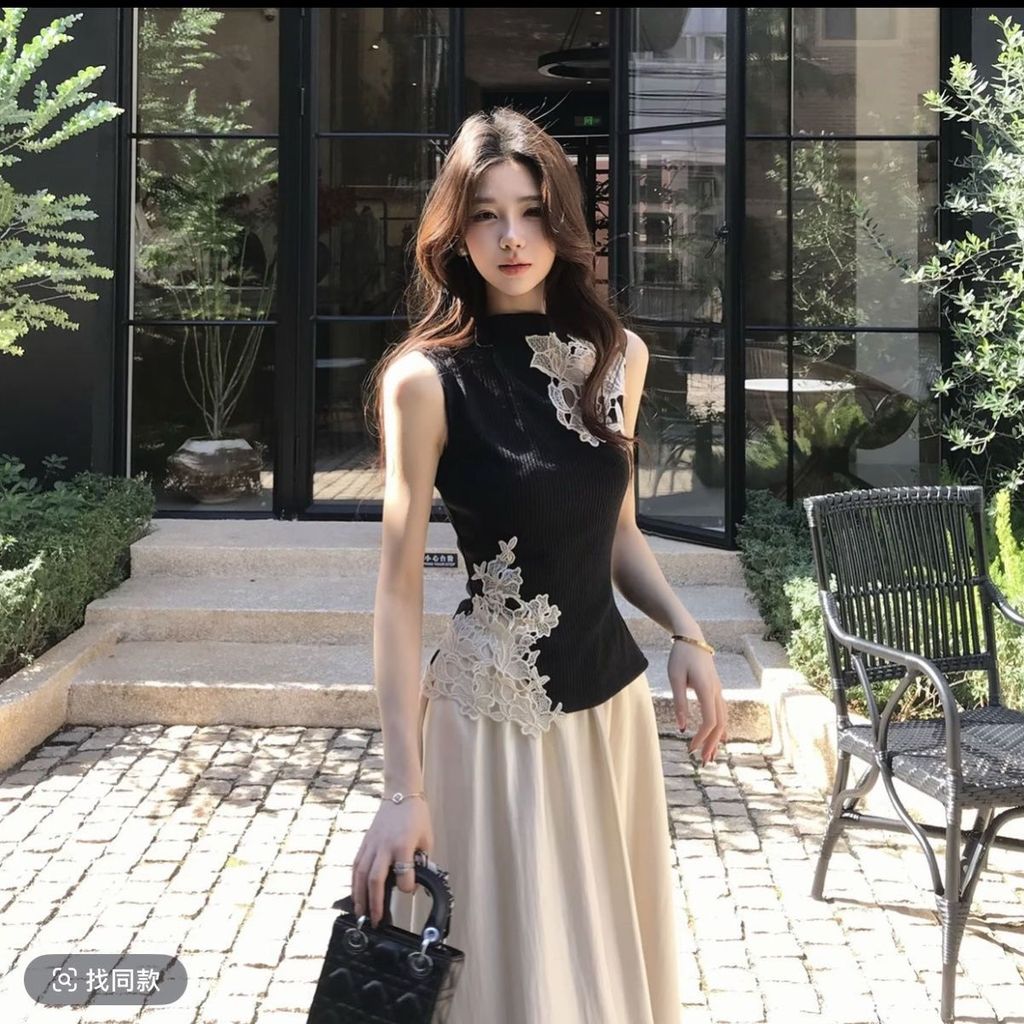 ฤดูร้อนของผู้หญิงใหม่สไตล์จีนเฉพาะและสลิมฟิตที่ไม่มีสายหนังกลวงออกเสื้อกั๊ก