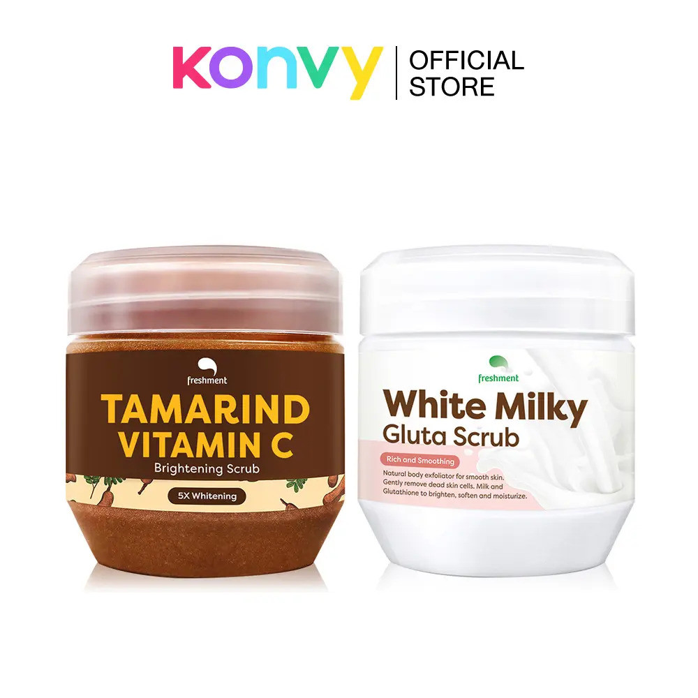 Freshment ชุด 2 รายการ Tamarind Vitamin C Brightening Scrub 700g + White Milky Gluta Scrub 700g Scru