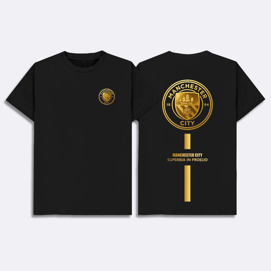 เสื้อยืดโลโก้ทองแมนเชสเตอร์ซิตี้, เสื้อ Distro ผู้ชายและผู้หญิง, Man City The Citizen Football Suppo
