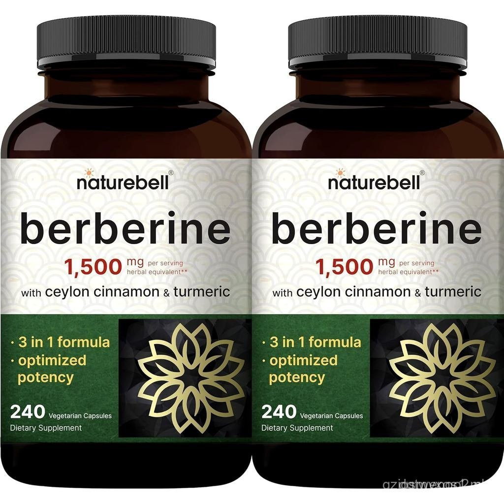 อาหารเสริมเบอร์เบอร์รี่ 2 แพ็ค 1500 มก., 480 แคปซูลผัก | Plus 1000mg True Ceylon Cinnamon & 300mg ขม