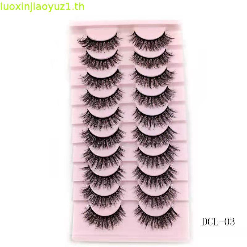HBZGTLAD Soft Mink Eyelashes 3D Curl Winged End Eye Elongated ปลอม Lashes หนา Handmade ธรรมชาติขนตาป