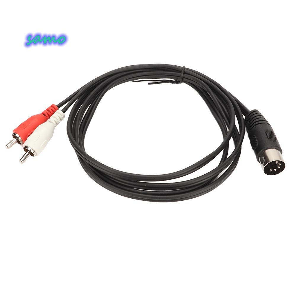 SAMO 5 Pin Din Male to 2RCA Male Cable, 1.5m/4.9ft PVC Wire Cover Audio Cable, ทนทานยืดหยุ่น Plug an