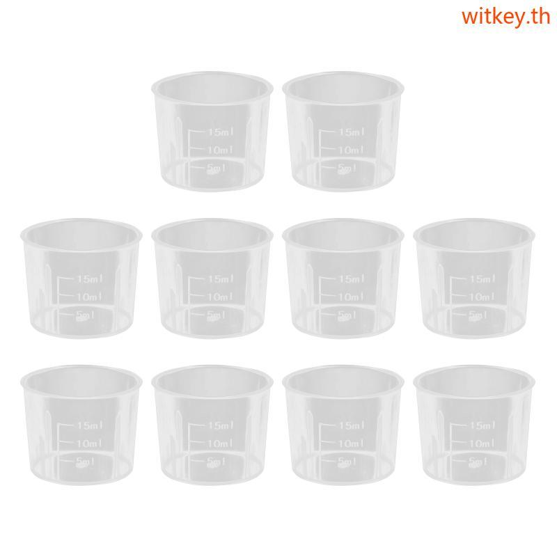 WIT 10 ชิ้นถ้วยตวงขนาด Labs สําเร็จการศึกษาบีกเกอร์ผสมที่ชัดเจนถ้วยสําหรับสีเรซินเหลวครัวทําอาหาร La
