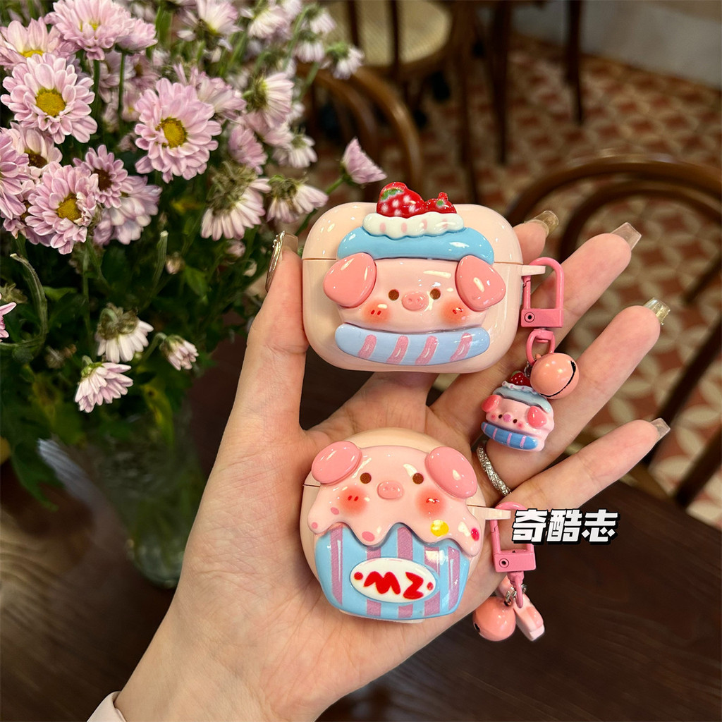 สตรอเบอร์รี่เค้ก Piggy เหมาะสําหรับ 2025 Baseus W04 บลูทูธ MC1 Little Cloud AS01 ป้องกันกรณี wm01 ไร