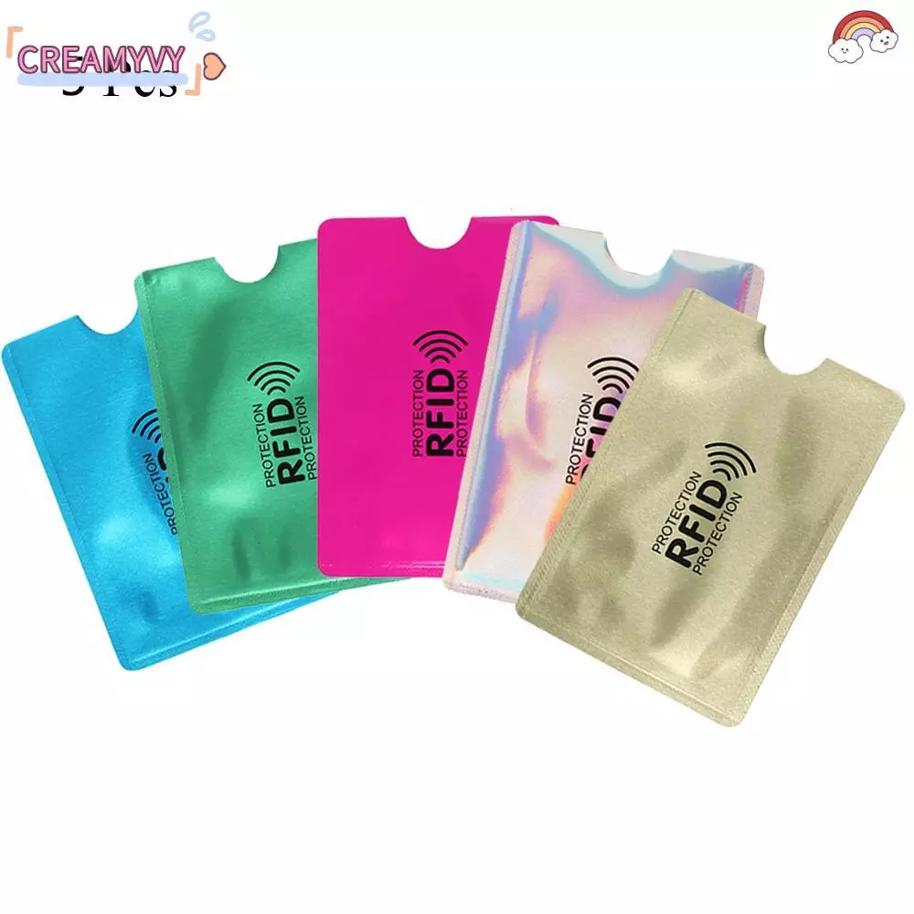 Creamyvy ฝาครอบบัตรเครดิต 5 ชิ้น จากอะลูมิเนียม ป้องกันการขโมยข้อมูล RFID