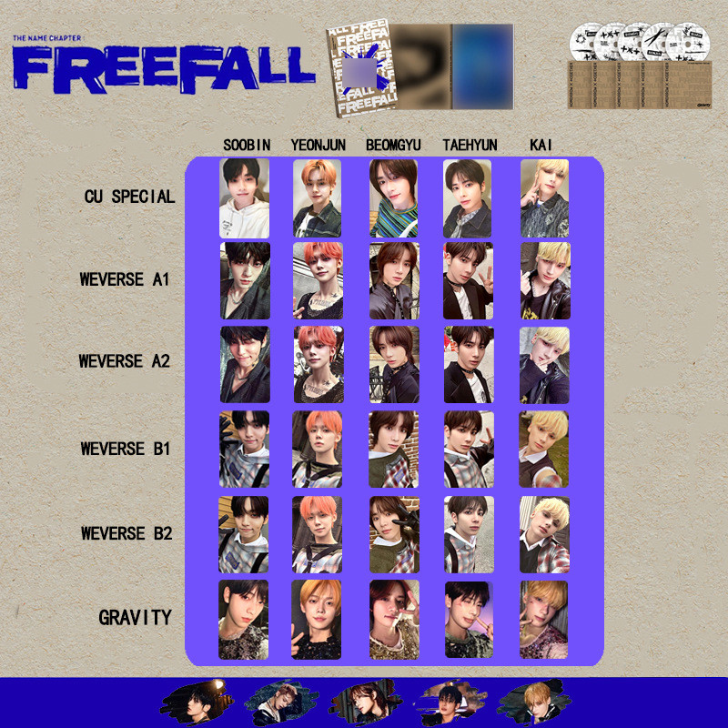TXT อัลบั้มใหม่ FREEFALL ของขวัญพิเศษการ์ดเดี่ยว Cui SOOBIN SOOBIN TAEHYUN Cui Ranjun Photo Card 202