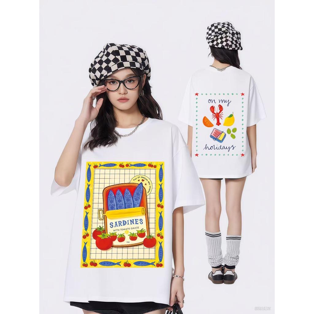 100%cotton เสื้อยืดคอตตอนแท้ ลายสกรีนหน้า-หลัง ใส่ได้ทั้งชายและหญิง ADX0248