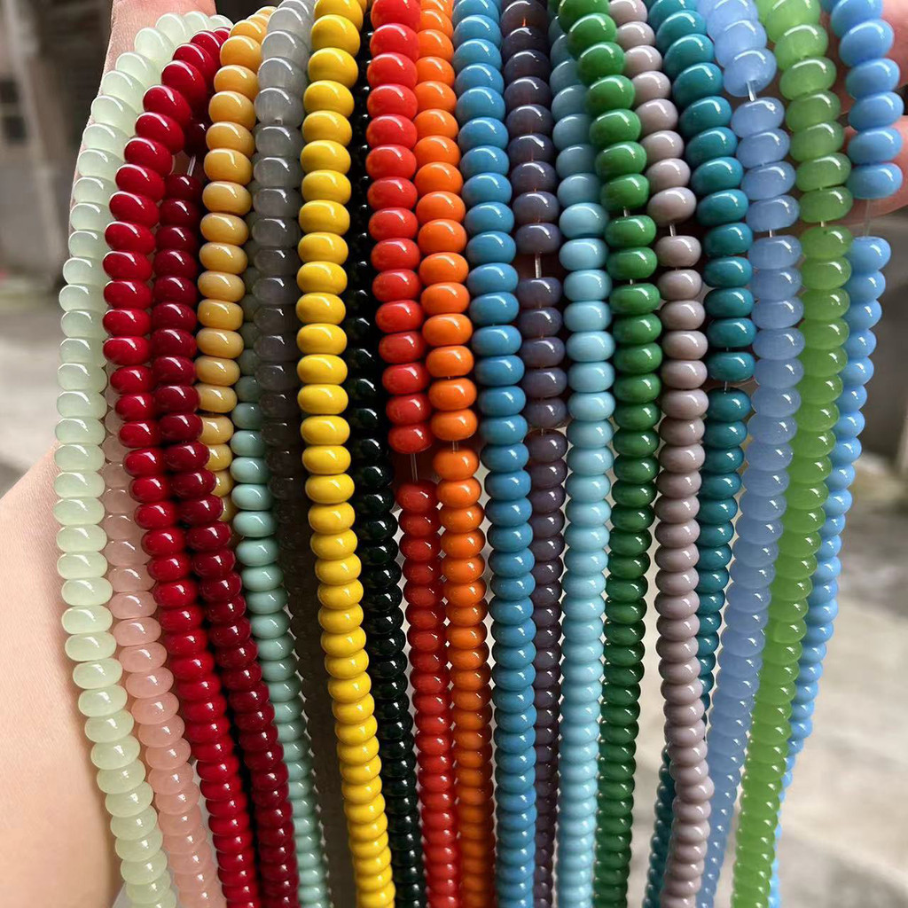 ลูกปัดและอะксซัวเรสำหรับงานDIY ขนาด 5*8 มม., ลูกปัดล้อ Abacus, สีทึบ, และ Spacer หลากหลายสี