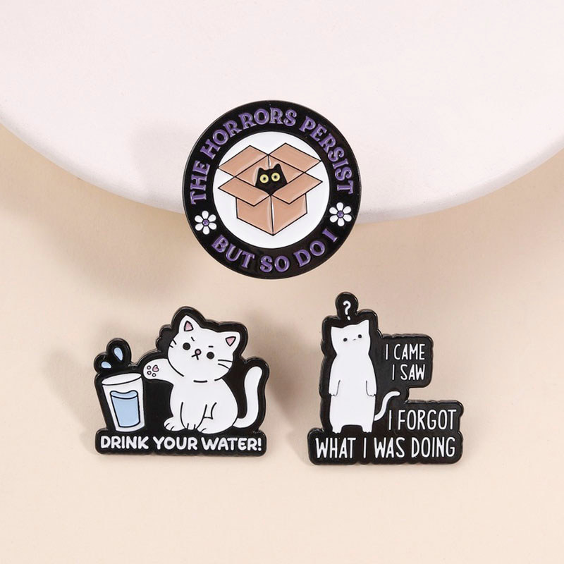 แมวตลก Meme เคลือบ Pins Sarcastic คําคมลูกแมวเข็มกลัดแมวน่ารักLapel Badgeสําหรับกระเป๋าเป้สะพายหลังของขวัญสําหรับคนรักแมว