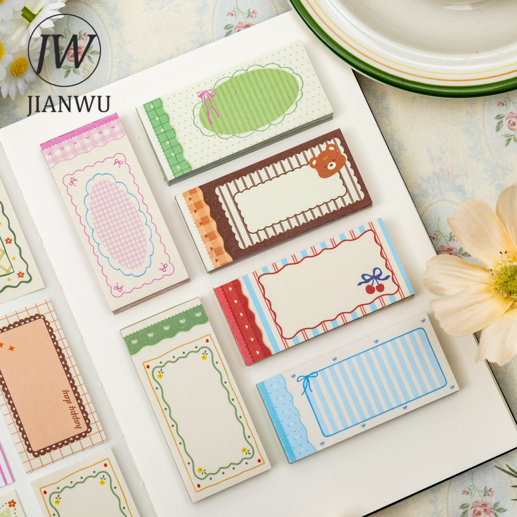 JIANWU Flower Field Notes Series น่ารักขอบลูกไม้ภูมิทัศน์วัสดุ Collage สติกเกอร์หนังสือ Creative DIY