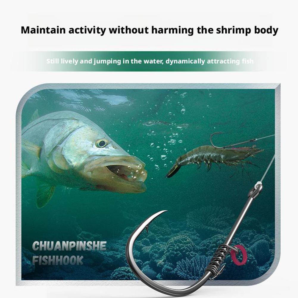 Barbed Fishhook แบบมีรู Fishing Baitholder Hook Fishing Hook Fishing Tackle Live กุ้ง C3r5