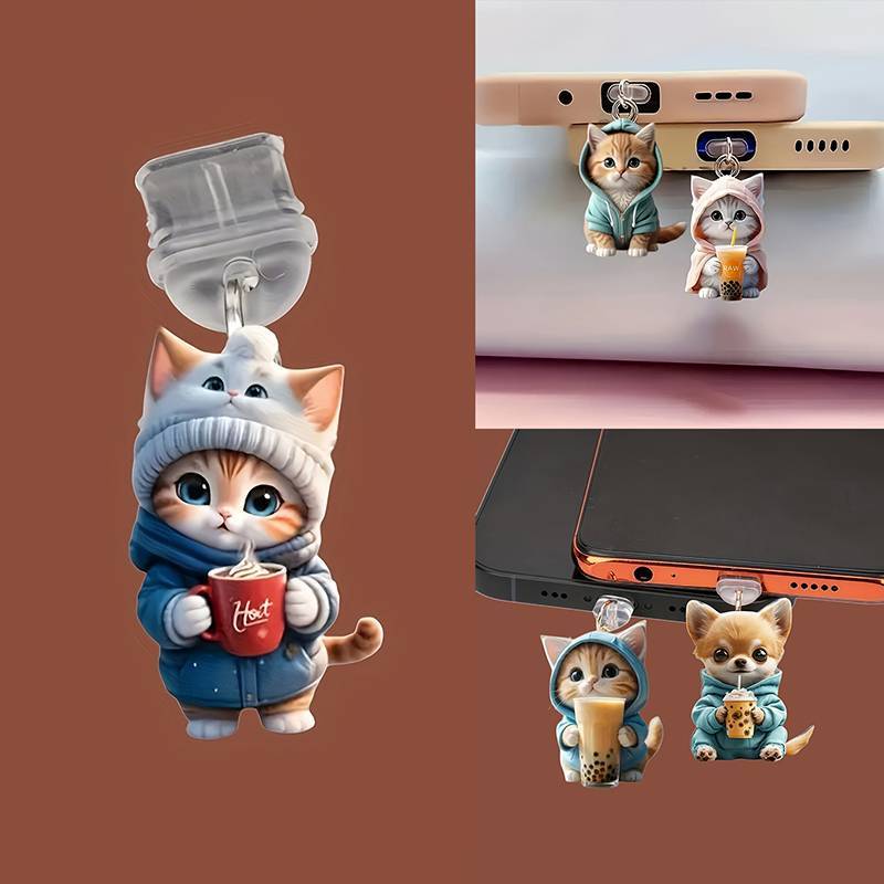 <Activee> น่ารัก 2D แมวโทรศัพท์ Anti Dust Cap ชาร์จพอร์ตปลั๊กสําหรับ IPhone Type C ป้องกันฝุ่น Stopper Accessorie Nice