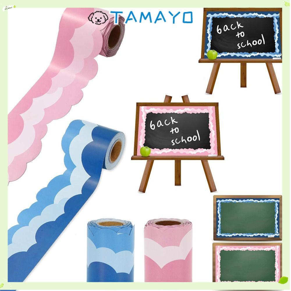 TAMAYO Bulletin Board Trim, Self-Adhesive DIY Bulletin Board Border, Wavy Trim 5M/ม้วน Back-to-School Decor กระดานดําสติกเกอร์ตกแต่งสําหรับห้องเรียนตกแต่ง