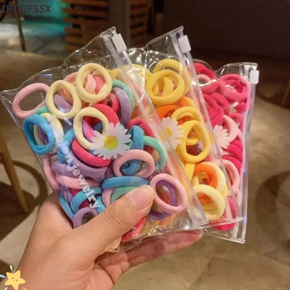 Scrunchie ยางรัดผมสีลูกกวาด ยืดหยุ่นสำหรับเด็กและผู้หญิง ทำจากเนื้อผ้านุ่มคล้ายผ้าขนหนู