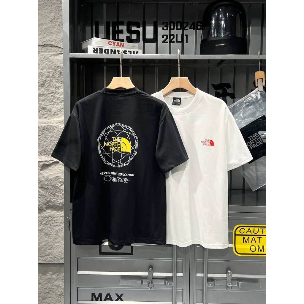 เสื้อยืด Street Wear หรูหราคุณภาพสูง จาก North Face ทำจากผ้าฝ้ายแท้ ออกแบบรอบคอด้านหน้าเปิด แขนสั้น 