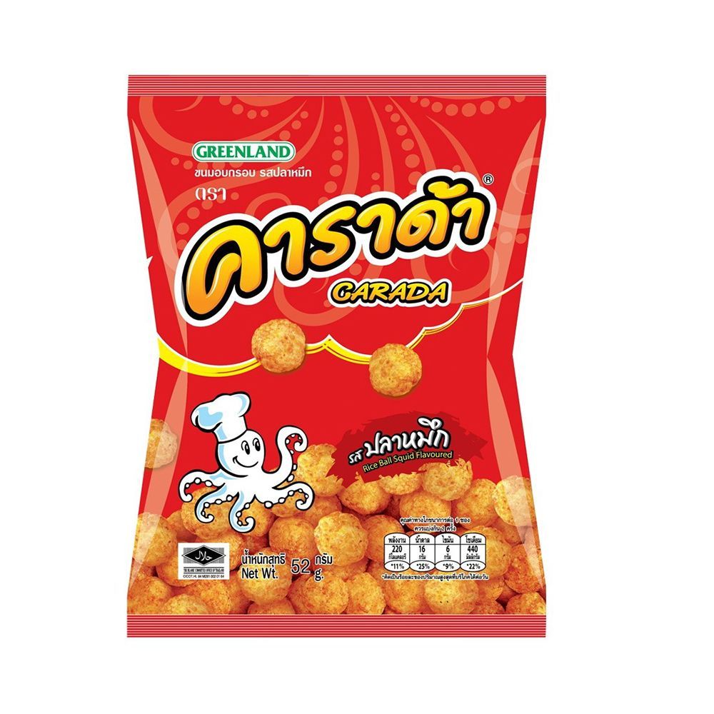 คาราด้า ขนมอบกรอบรสปลาหมึก 52 กรัม CARADA CUTTLEFISH FLAVOURED 52 G.