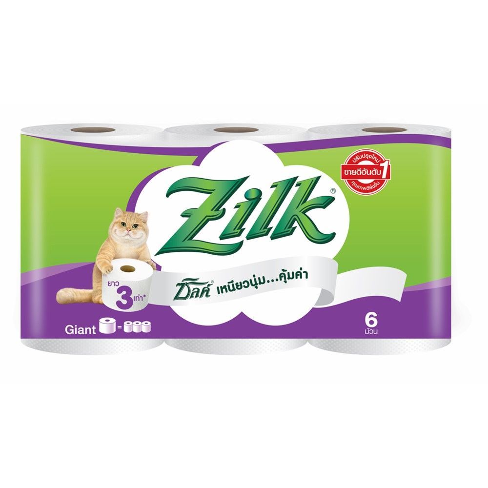 [สินค้าส่งด่วน] ซิลค์ไจแอนท์กระดาษชำระ X6 ZILK GIANT TOILET TISSUE 6S