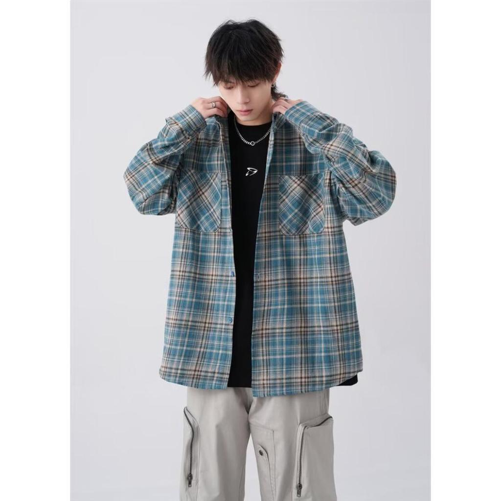 MNO.9 Shirt C283 เสื้อเชิ้ต คอปก แขนยาว Oversize ลายสก๊อต มีกระเป๋าหน้า มินิมอล เกาหลี เชิ๊ตชาย Man ผู้ชาย Clothing ราคา ถูกที่สุด ดีลบีเคเค แกลเลอรีภาพที่ 3