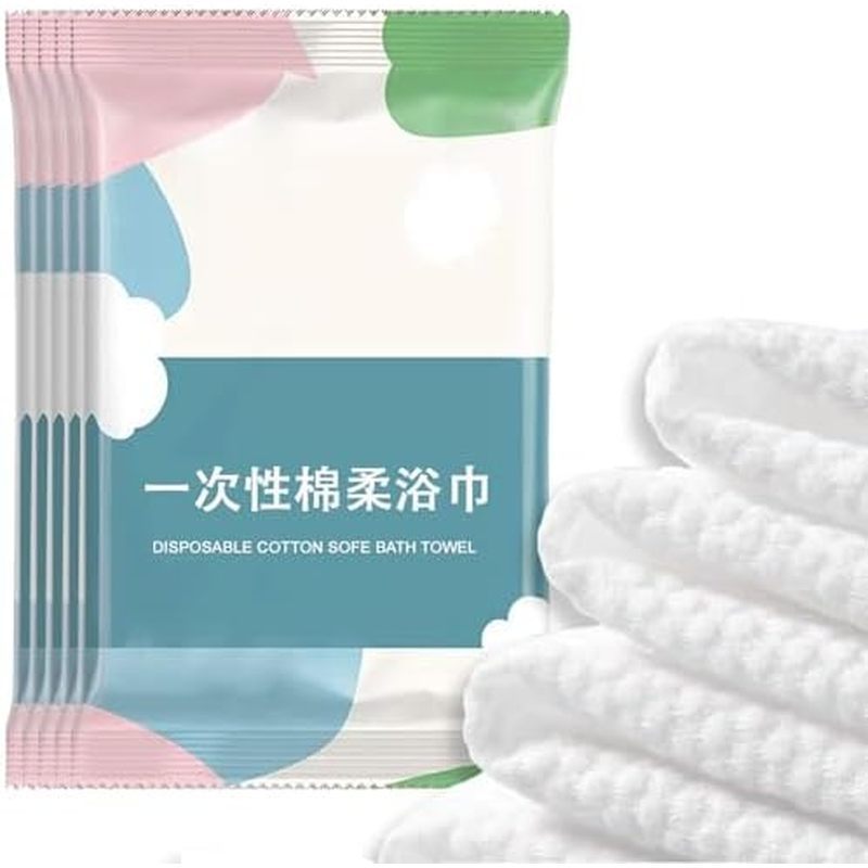5 Pack Disposable Bath Towels, 55''X27.5'' Large Durable Portable Thicken Individually Wrapped Bath 